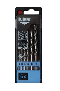  Набор сверл по металлу шлифованные D.BOR HSS-G 6 шт. (2 - 8 мм.)  - фото 9344