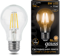 Лампа Gauss LED Filament A60 E27 8W 2700К