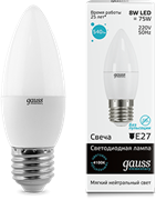 Лампа Gauss LED Elementary Candle 8W E27 4100K